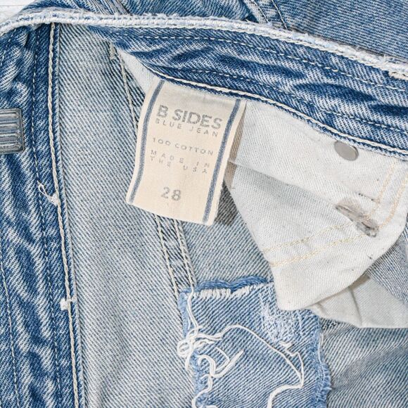 B SIDES Women's High Rise Raw crop wide leg Denim Jeans Distressed wash sz 28 - Picture 5 of 13